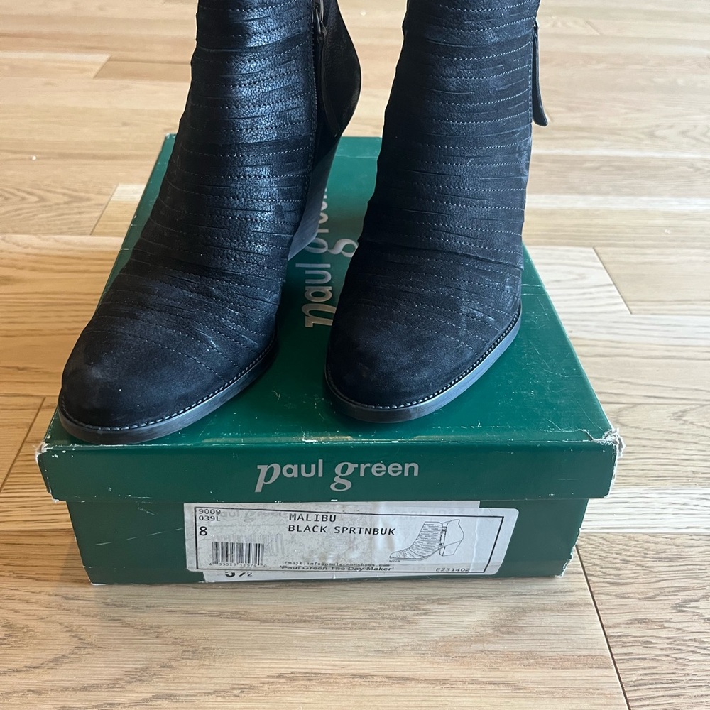 Paul Green Textured Black Ankle Boots - Picture 3 of 3